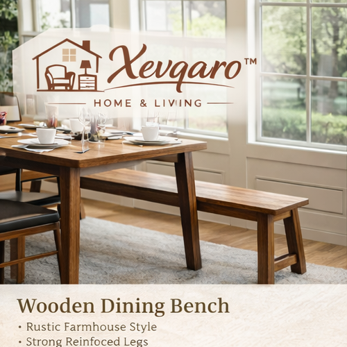 Xevqaro™ Wooden Dining Bench – Rustic Farmhouse Restaurant Bench Seat
