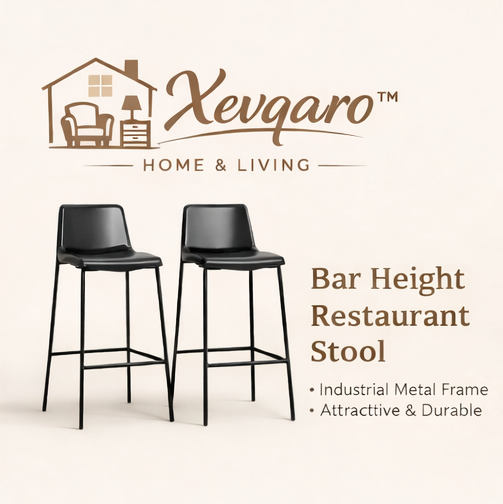 Xevqaro™ Bar Height Restaurant Stool – Industrial Metal Bar Chair with Footrest